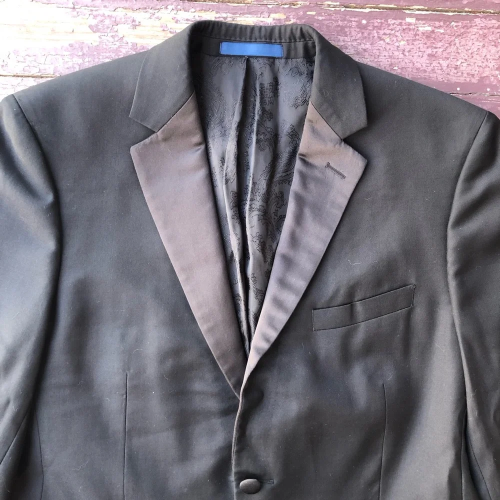 Paul Betenly Rocco Tuxedo Jacket Black 100% Wool Super 120s 38S